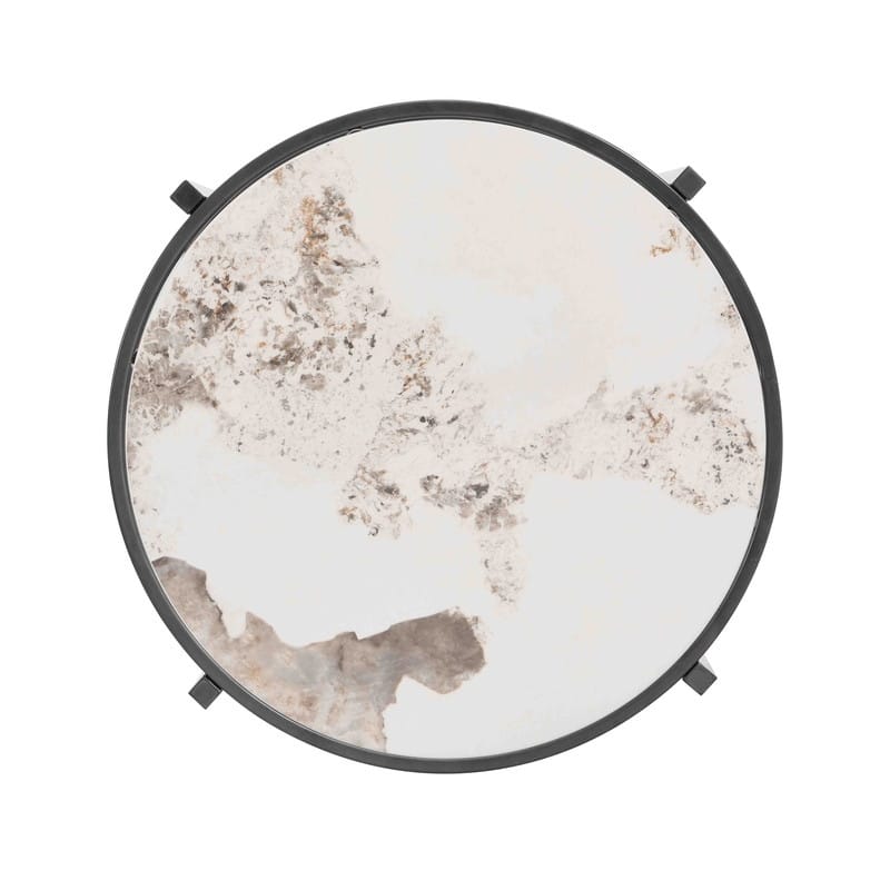 Modern Round Sintered Stone Top End Table Small Coffee Table for Sofa