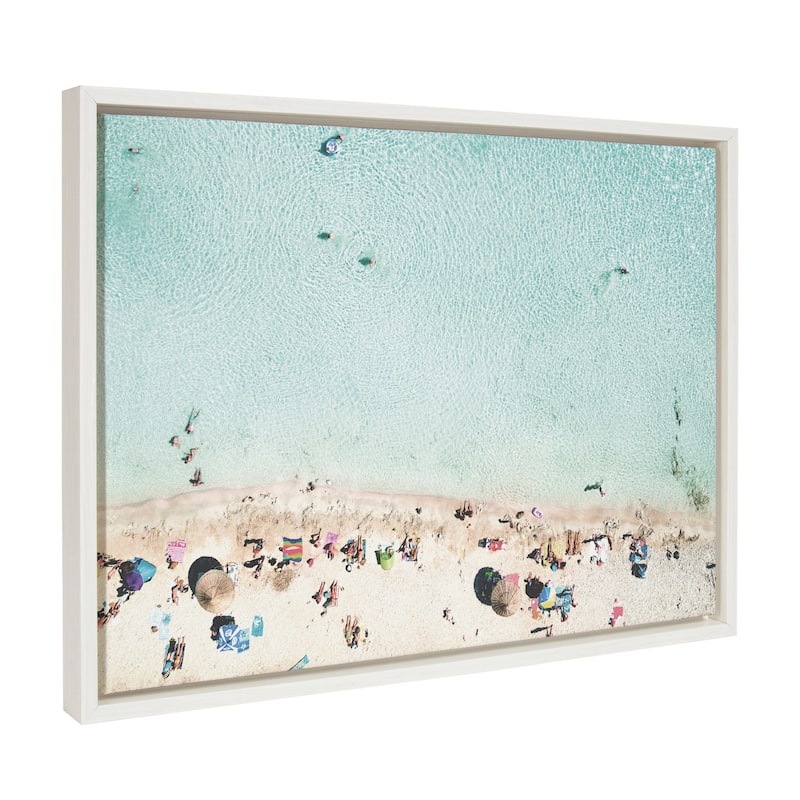 DesignOvation Sylvie Beach From Above Framed Canvas by Amy Peterson