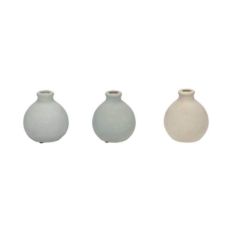 Sagebrook Home Clay Bud Vases, Multi-toned 5" Decor, Set of 3