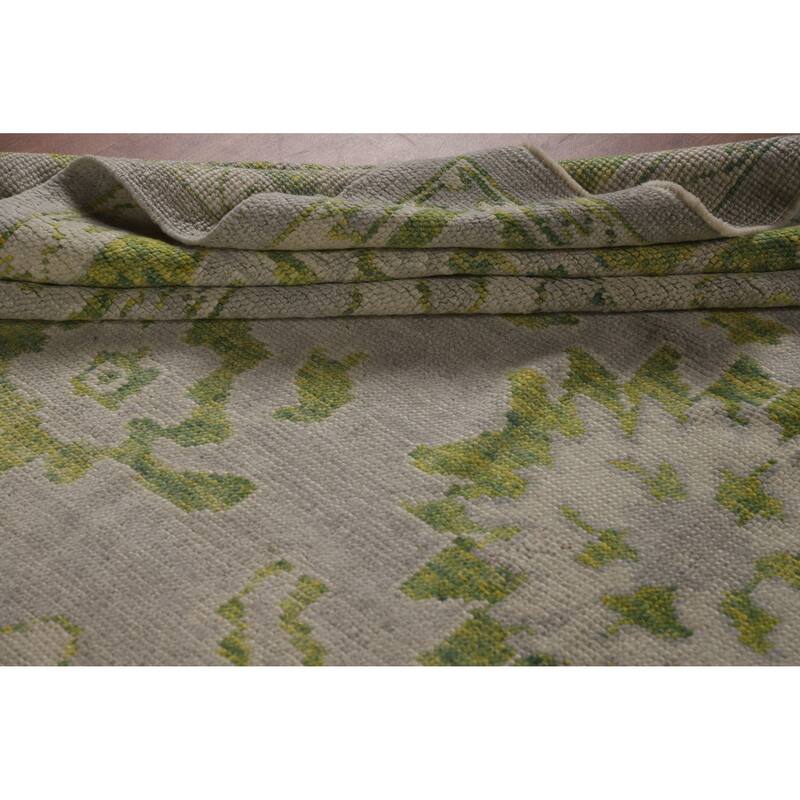 Hand Knotted Oriental 100% Wool Carpet Transitional All-Over Greys & Charcoal Oushak Area Rug - 13' 8'' X 9' 4''