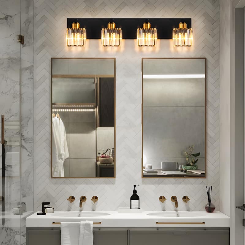 2/3/4/5 Light Bathroom Vanity Light Wall Sconce with Crystal Shade