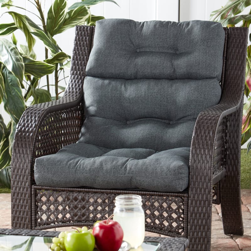 Solid Heathered 44x22-inch Outdoor High-Back Chair Cushion (Cushion Only)