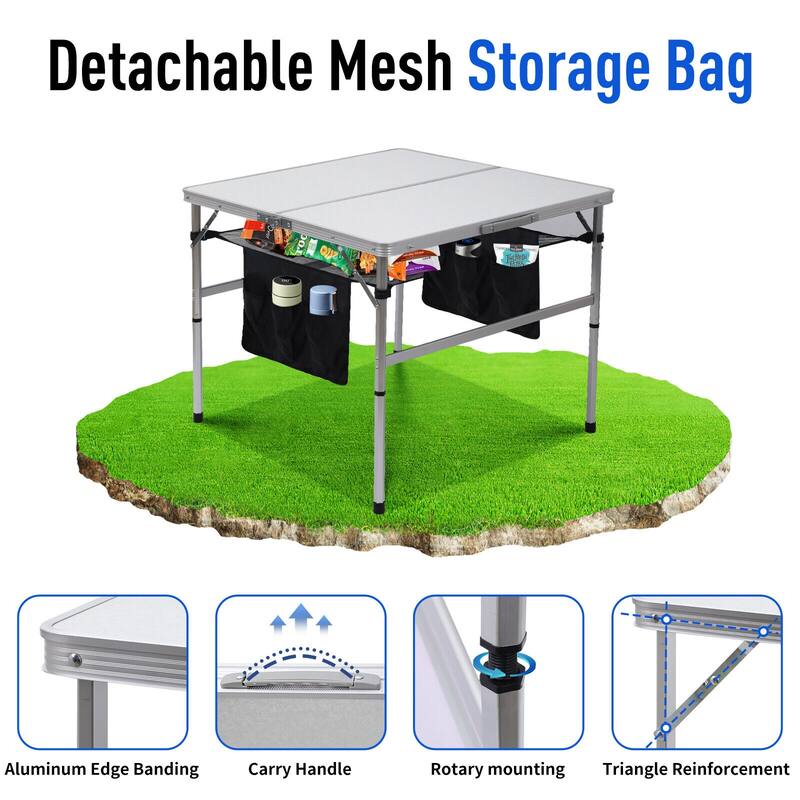 Picnic Table Square, Outdoor Table, Small Table, Card Table Height Adjustable