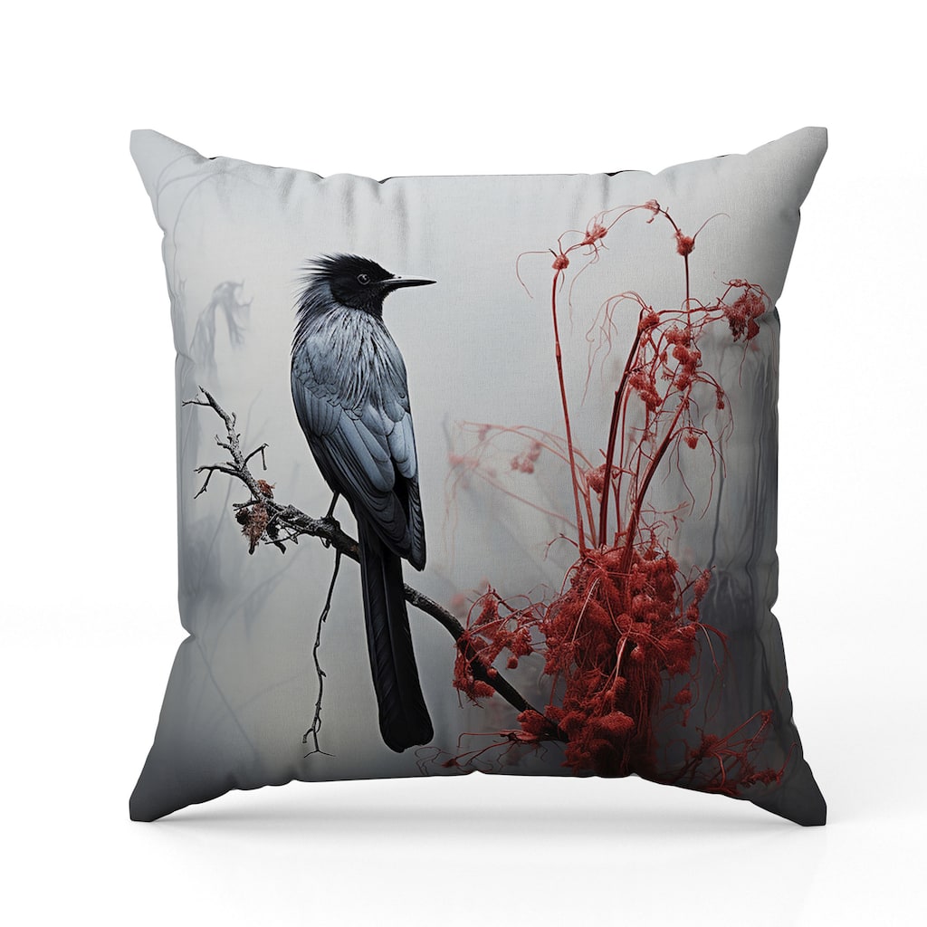 Winter Wishper Indoor/Outdoor Reversible Throw Pillow Gray and Red
