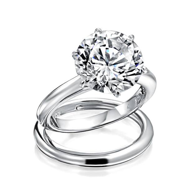 Stainless Steel 6-Prong Cubic Zirconia Wedding Ring Set Stainless Steel 6-Prong Cubic Zirconia Wedding Ring Set