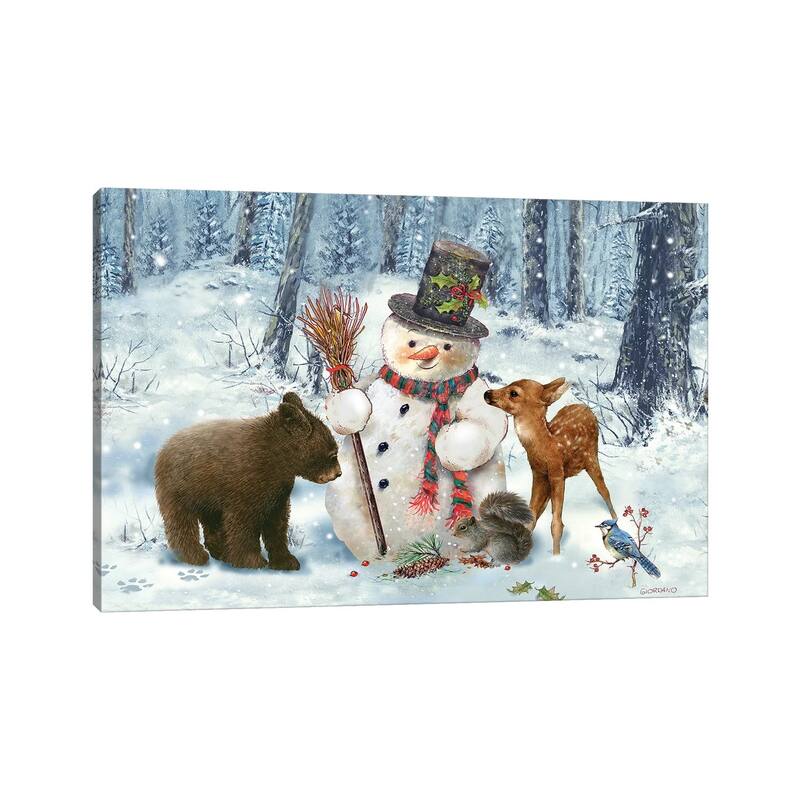 iCanvas "Woodland Snowman" by Giordano Studios Canvas Print