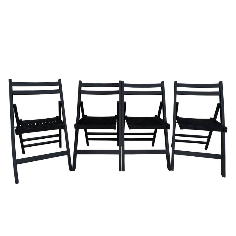 4 Piece Wooden Outdoor Foldable Chair Set, Waterproof, Anti-uv for Patios, Balconies & Gardens