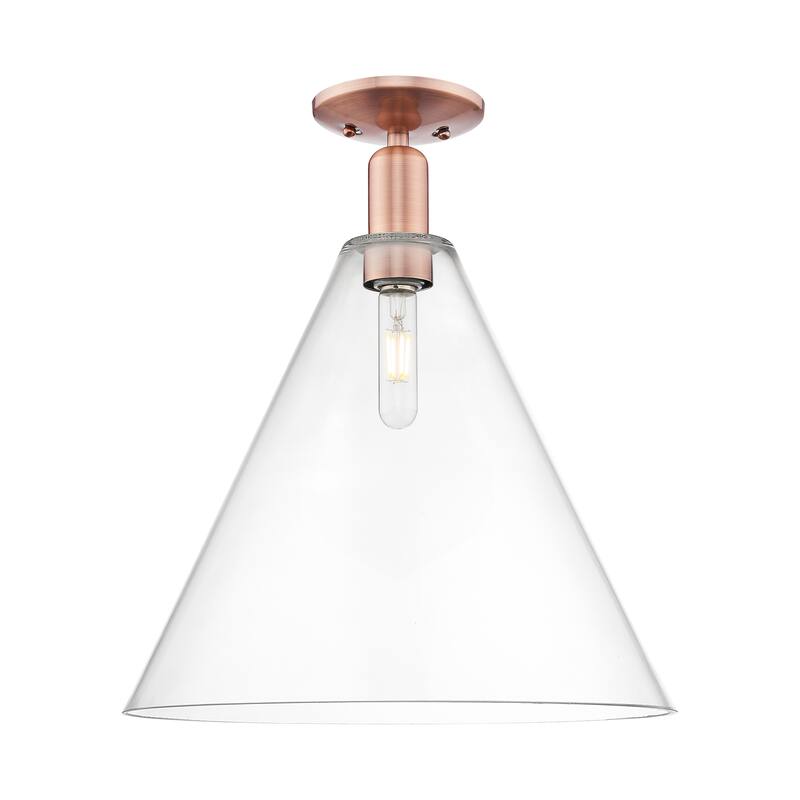Innovations Lighting Endless Possibilities Arcadia - Berkshire Glass - 1 Light 16" Semi-Flush Mount with Clear Shade - Clear/Antique Copper