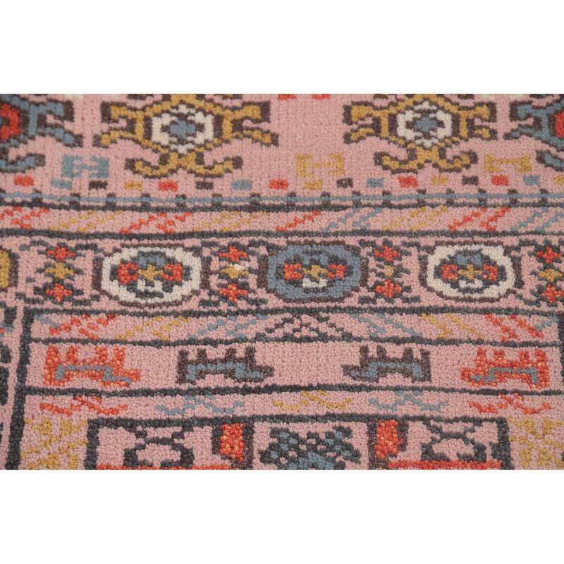 Geometric Khotan Oriental Runner Rug Wool Carpet - 2'6"x 9'9"