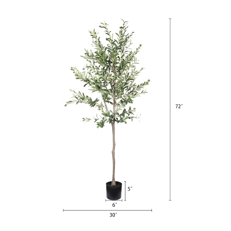 6FT Artificial Olive Tree in Black Plastic Pot, 1pc/set