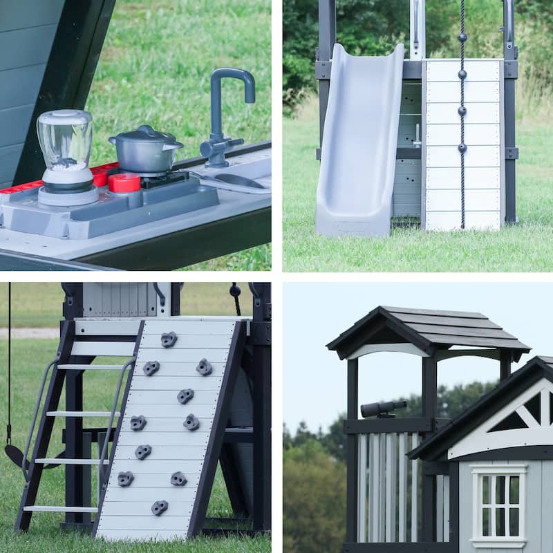 Backyard Discovery Whispering Point Light Gray Cedar Wood Swing Set - 15'3" x 11'6"