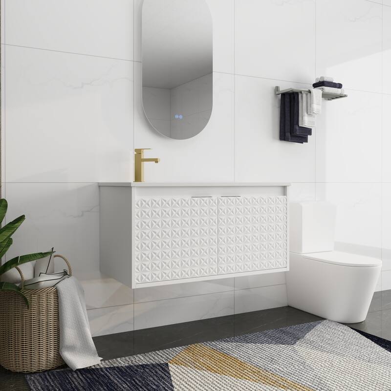 Bathroom Vanity With Sink In 24/30/36 Inch, Floating Bathroom Vanity With Soft Close Door