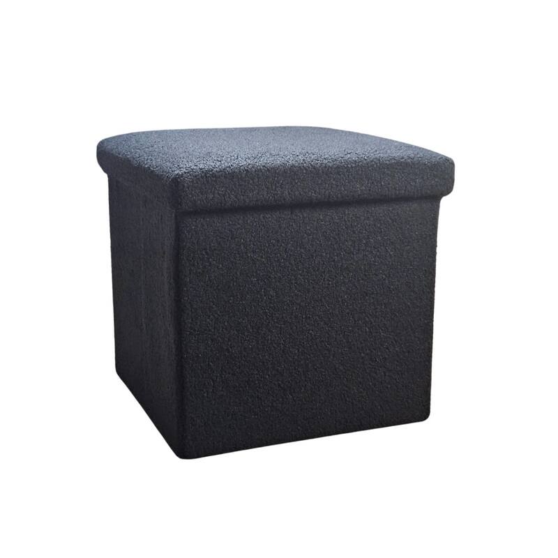 HomeRoots 12" White Boucle Cube Storage Ottoman