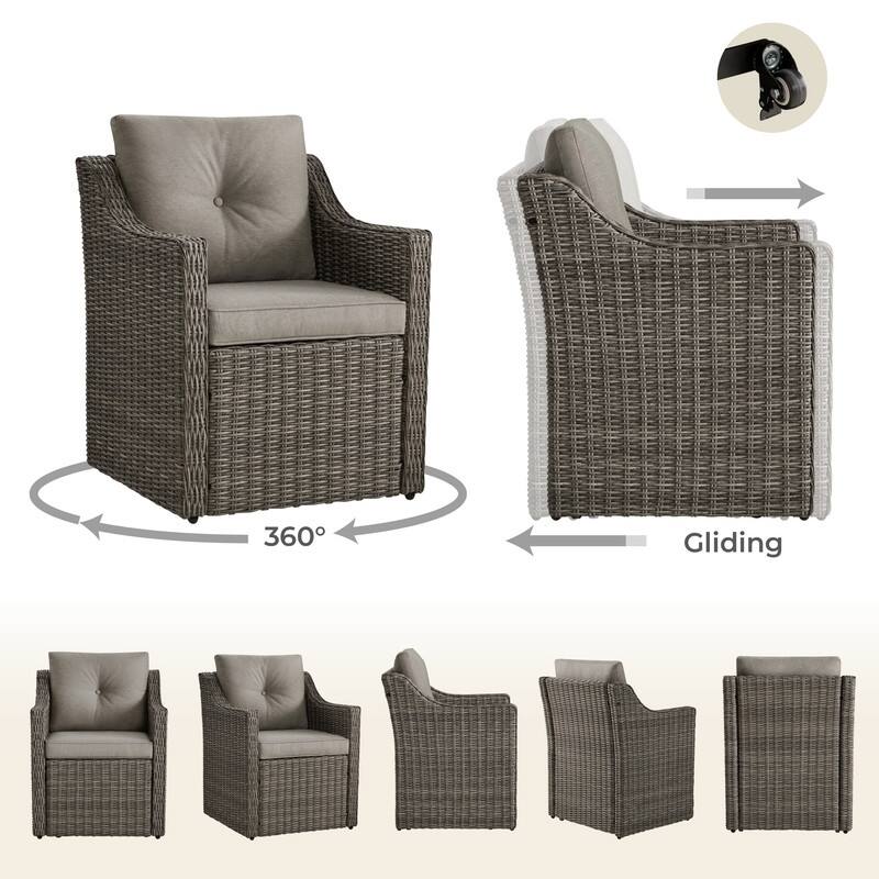 Murphy Outdoor Armchair Set Patio Furniture Set with Casters