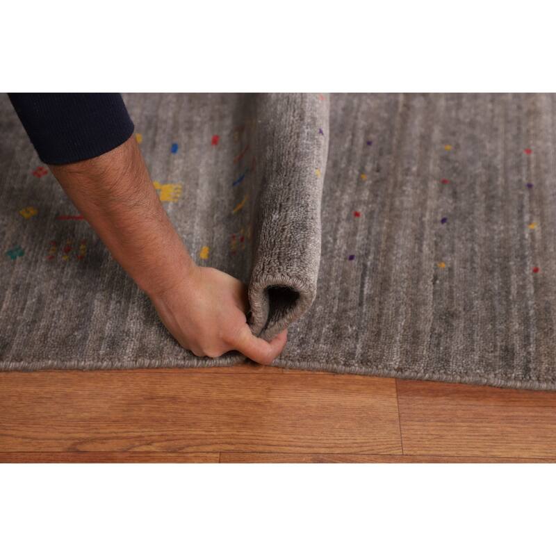 Earth Tone Gabbeh Indian Square Area Rug Handmade Wool Carpet - 10'0" X 9'9"