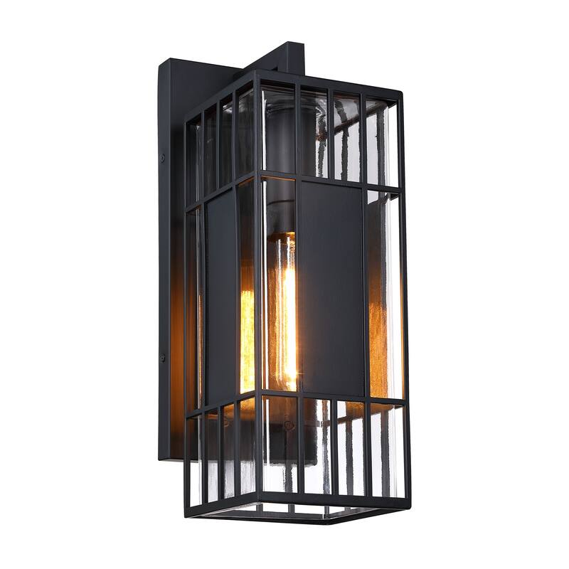 Edgehill 6.5 in. 1-Light Black Outdoor Wall Sconce Light for Porches - 18