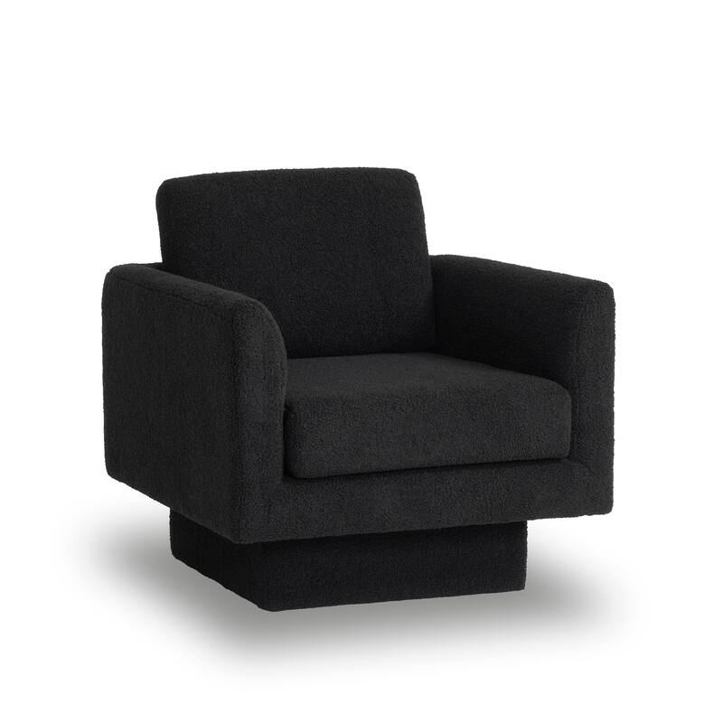 Boucle Swivel Chair with Thick Cushion