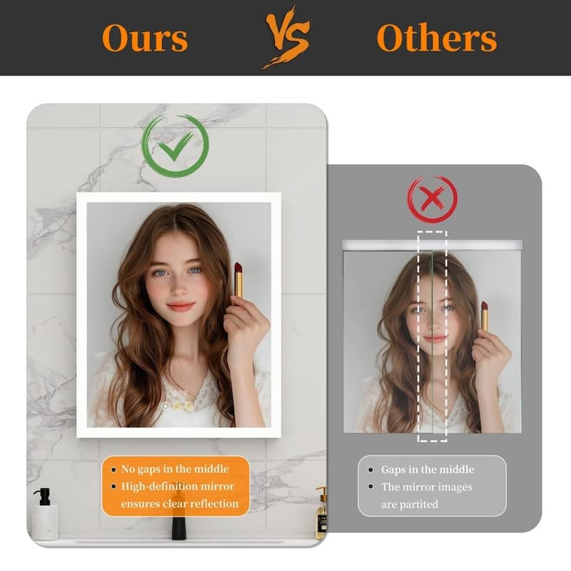 Illuminated LED Wall Mirrored Bathroom Storage Medicine Cabinet with Shaver Socket Bluetooth Anti-Fog Lighted Mirror Cabinet