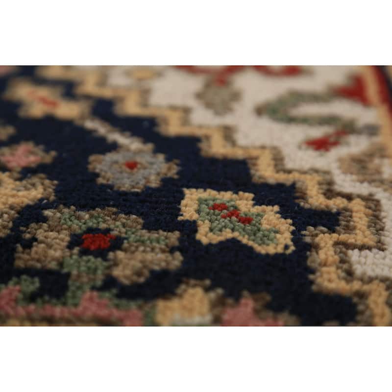 Dark Navy Blue Heriz Serapi Indian Runner Rug Handmade Wool Carpet - 2'3"x 8'3"
