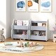 preview thumbnail 9 of 11, Kids Wooden Bookshelf with Universal Wheels - 20.5" x 18" x 25"
