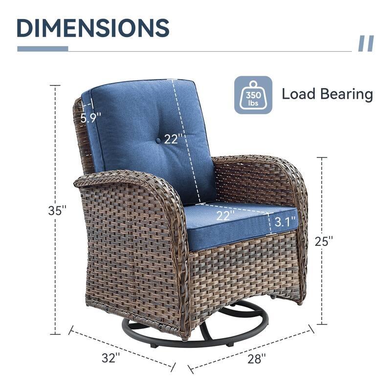 Gymojoy Comfortable Wicker Swivel Glider Patio Chair for Outdoor