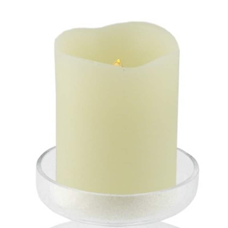 8" Clear Glass Centerpiece Pillar Candle Holder With Candle - 5x5x8