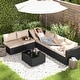 preview thumbnail 32 of 62, EROMMY 6/7 Piece Modular Outdoor Rattan Sofa Set, All-Weather Wicker Patio Furniture with Storage Table, Cushions & Pillows