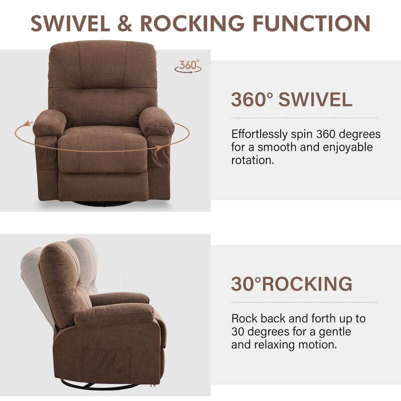 Recliner Chair,360 Degree Rotating Swing Single Sofa Chair, Equipped with Soft Cushion and Backrest, Comfortable Armchair