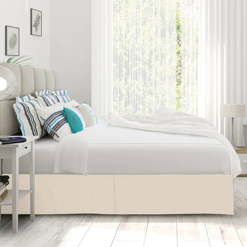 Clara Clark Pleated Bed Skirt-14 inch Tailored Drop - Soft Double Brushed Premium Microfiber Ruffle Bed Skirt - Includes 8 Pins
