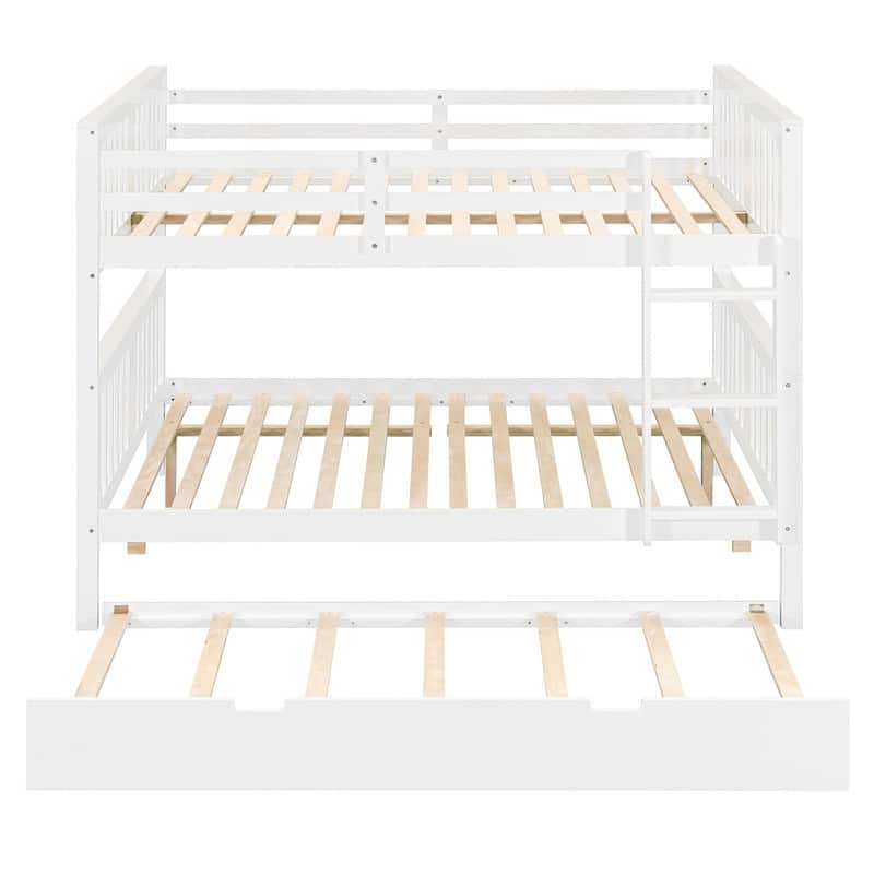 Full over Full Size Bunk Bed with Twin Size Trundle and Ladder