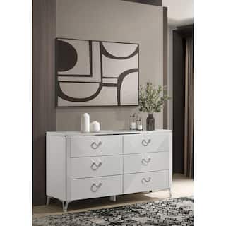 Cassia 6-drawer Dresser Cabinet with MirrorWhite High Gloss