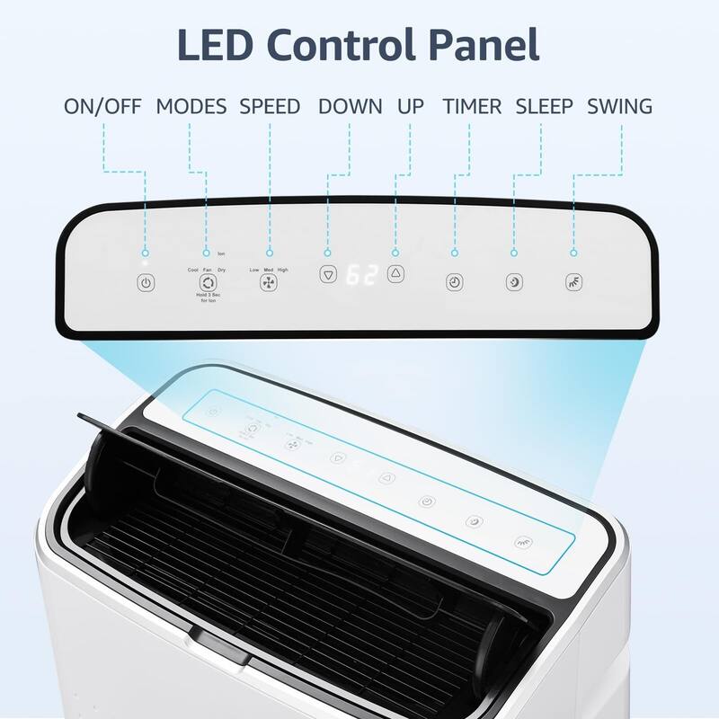 14000 BTU Portable Air Conditioner 3-in-1 Windowless AC Dehumidifier Fan Functionality