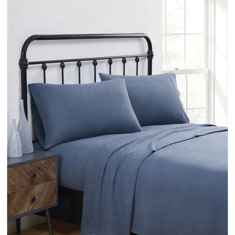 Truly Soft Printed and Solid Cotton Flannel 4 Piece Sheet Set