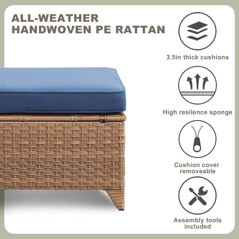 Pocassy 5-Piece Patio Furniture Wicker Chairs with Ottomans & Table