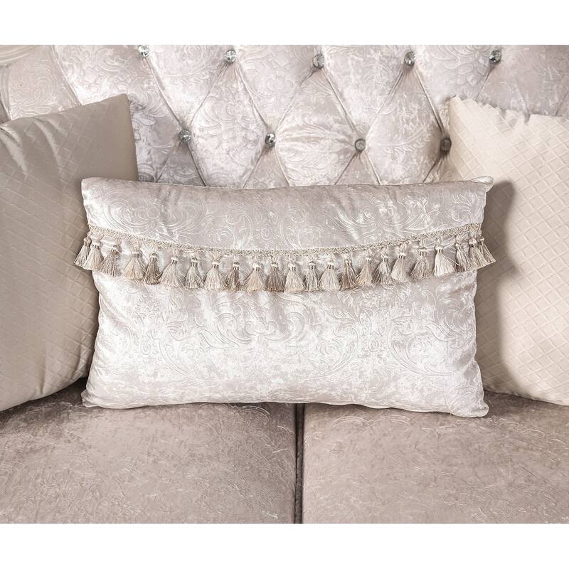 Royal Off White Tufted Wing Back 1pc Sofa Solid Wood