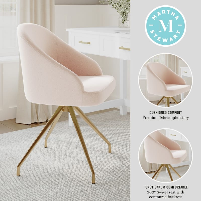 Martha Stewart Upholstered Stationary Swivel Home Office Chair