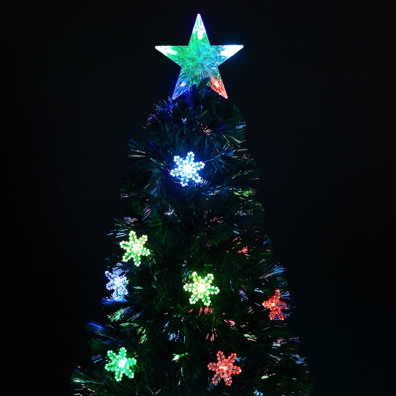 Pre-Lit Fiber Optic Snowflake Artificial Christmas Tree - 7' - Multi LED Lights