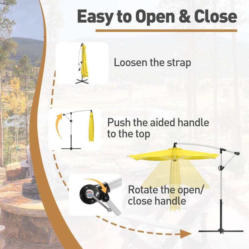 COSIEST 9 x 11.5 ft Cantilever Hanging Outdoor Umbrella w/360-degree Rotation