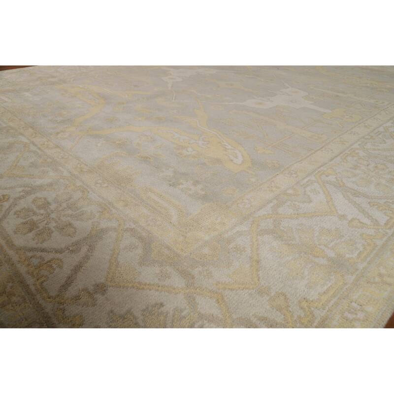 Earth Tone Oushak Indian Area Rug Handmade Living Room Wool Carpet - 8'1"x 9'10"
