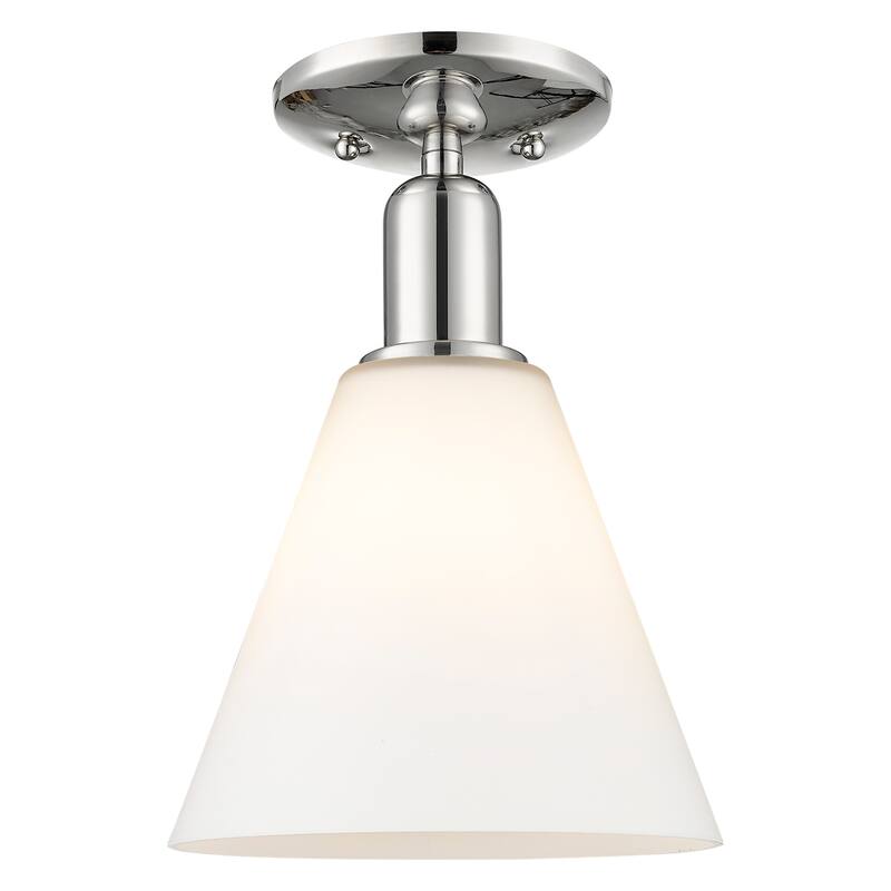 Innovations Lighting Endless Possibilities Arcadia - Berkshire Glass - 1 Light 8" Semi-Flush Mount - Polished Nickel/Matte White