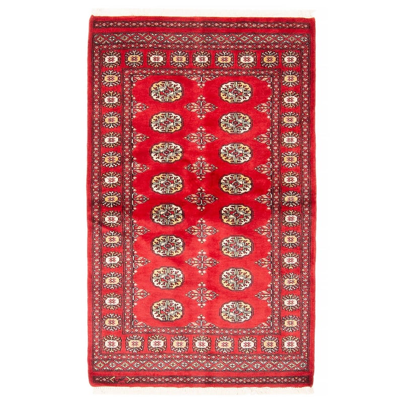 ECARPETGALLERY Hand-knotted Peshawar Bokhara Red Wool Rug - 3'2 x 5'2 - 3'2 x 5'2 - Red