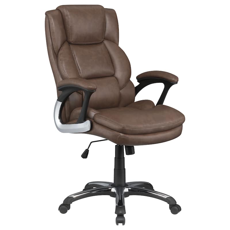 Nerris Upholstered Adjustable Home Office Desk Chair - Brown