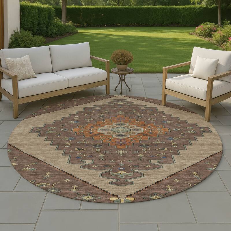 Machine Washable Indoor/ Outdoor Global Marrakesh Chantille Rug - Brown - 8' x 8'