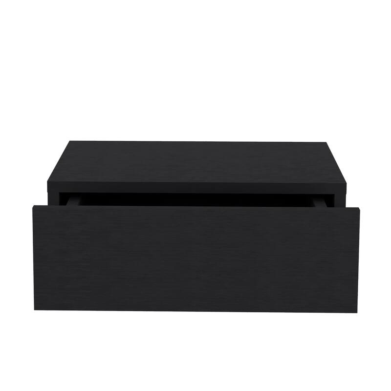 Modern Wall-Mounted Bedside Shelf with Drawer, Black