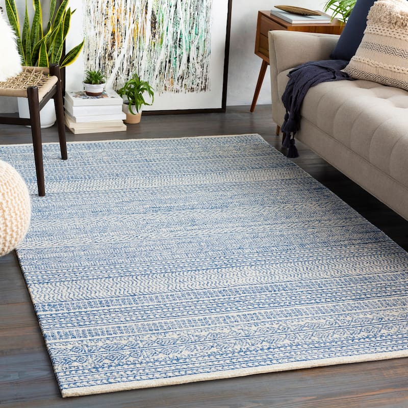 Livabliss Aleah Handmade Wool Moroccan Area Rug - Denim - 5' x 7' 6"