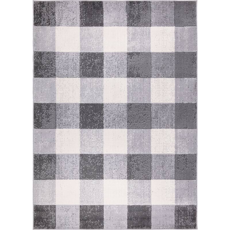 World Rug Gallery Plaid Check Farmhouse Area Rug