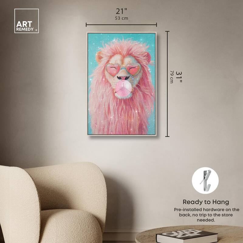 Pastel Lion Bubblegum Canvas by Art Remedy