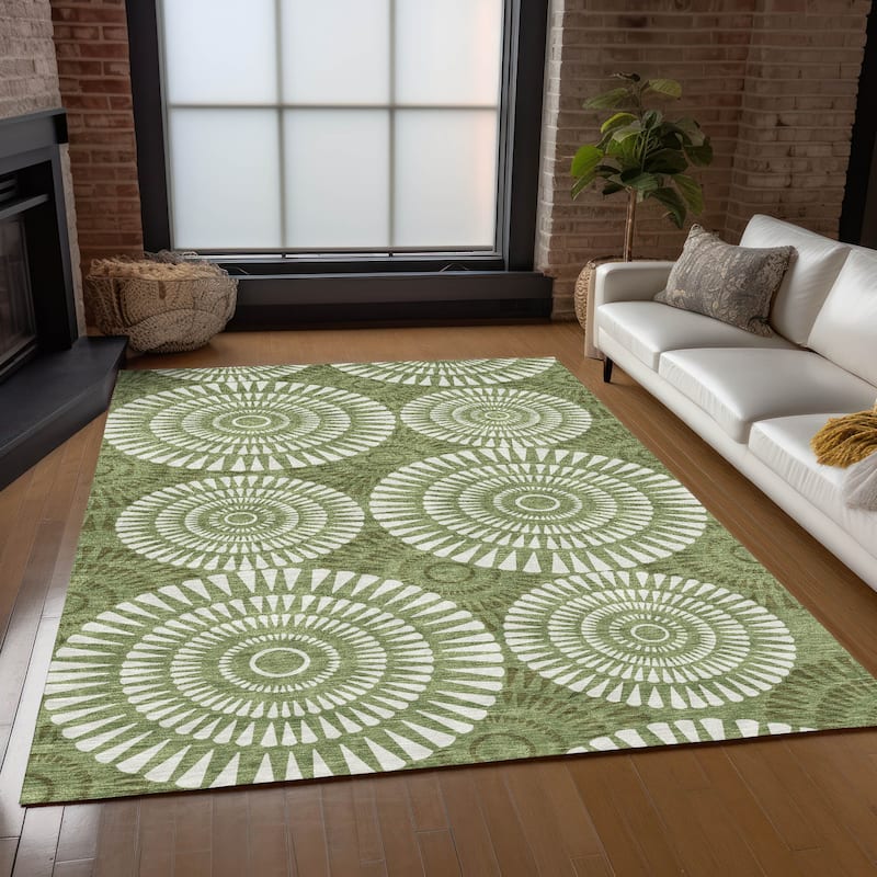 Machine Washable Indoor/ Outdoor Chantille Modern Burst Rug