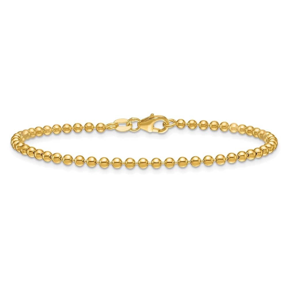 Curata Solid 18k Yellow Gold Italian 7.25" 2.5mm Bead Bracelet