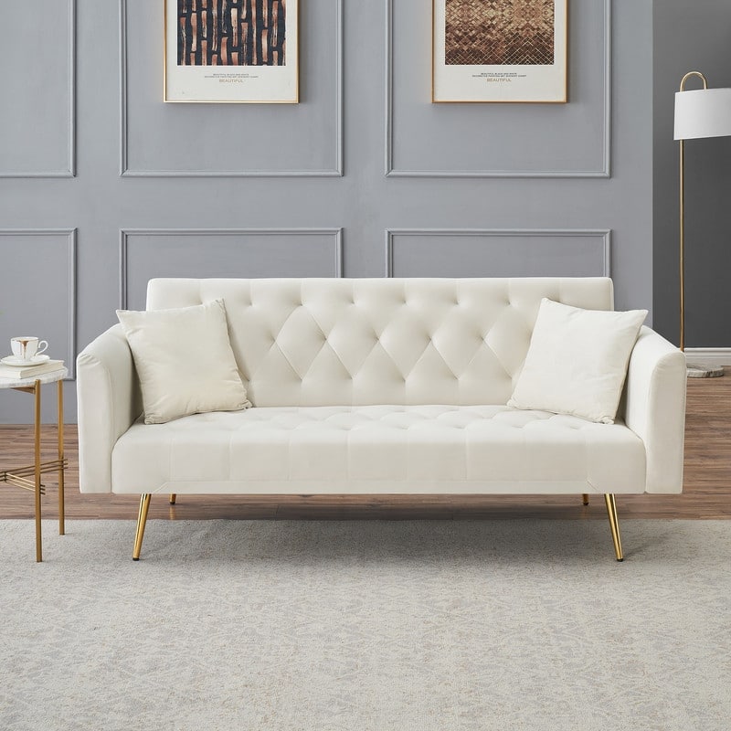 71” Velvet Couch Folding Tufted Sofa Bed for Living Room and Bedroom